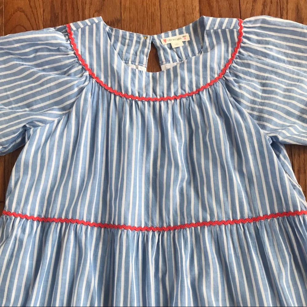 NWOT J.Crew Crewcuts Girls short sleeve striped dress 10 - Picture 2 of 8